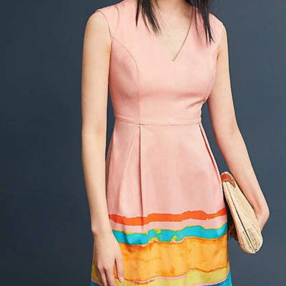 Anthropologie Painterly Pleated Dress